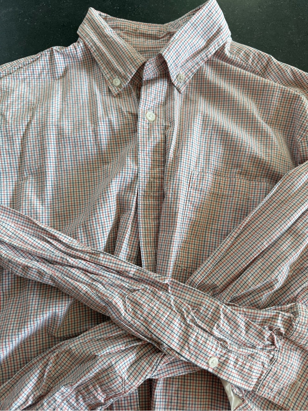 J.Crew Men’s Red Blue Mini Check Button Down Shirt Size M 100% Cotton
